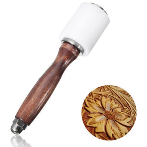 Marteau de Sculpture en Cuir et Nylon avec Manche en Bois pour Artisanat