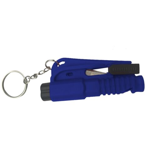 Marteau de Sécurité 3 en 1 Bleu - Brise-Vitre, Coupe-Ceinture et Sifflet de Survie d'Urgence