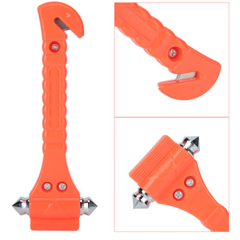 Marteau de sécurité auto 2 en 1 avec coupe-ceinture et brise-vitre ABS - Support inclus