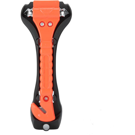 Marteau de sécurité multifonction 2 en 1 en ABS avec coupe-ceinture, brise-vitre et support inclus.-AquaForge