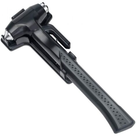 Marteau de sécurité multifonctionnel pour voiture avec brise-vitre et coupe-ceinture de sécurité lisse, outil de sortie de secours 3 en 1 pour voiture (noir)-AquaForge