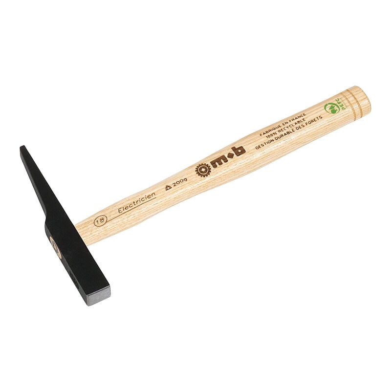 Marteau d'électricien - Longueur : 260 mm - Poids : 200 g - Section tête : 15 x 18 mm Mob Outillage