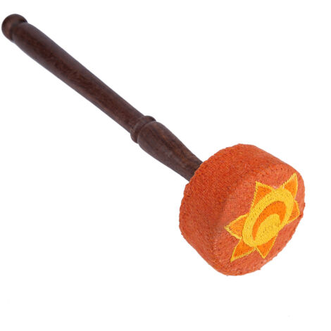 Marteau en bois dur feutré pour bol chantant tibétain, fabrication artisanale (orange)