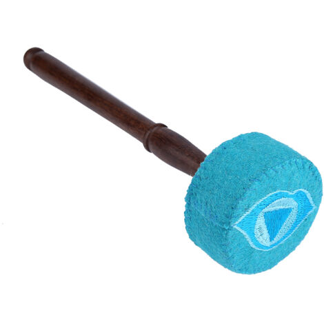 Marteau en bois dur feutré pour bol chantant tibétain, fait main (bleu clair)
