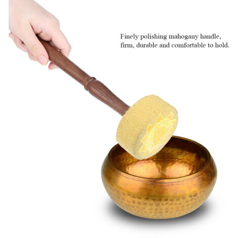 Marteau en bois dur feutré pour bol chantant tibétain, maillet de méditation (Jaune)