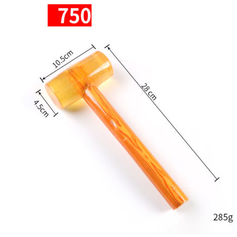 Marteau en caoutchouc transparent avec manche en bois pour pose de carrelage et meubles, type 750, tête 4.5cm