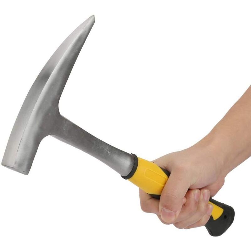 Marteau Geologiede Bec de Canard à Double Tête, Marteau à Ardoise à Tête Plate en Acier Inoxydable à Haute Teneur en Carbone, avec Poignée en