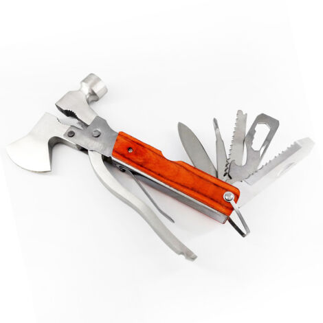 Marteau Multifonction Pliable en Acier pour Camping, Randonnée et Pêche - Hachette Polyvalente Colorée pour Extérieur