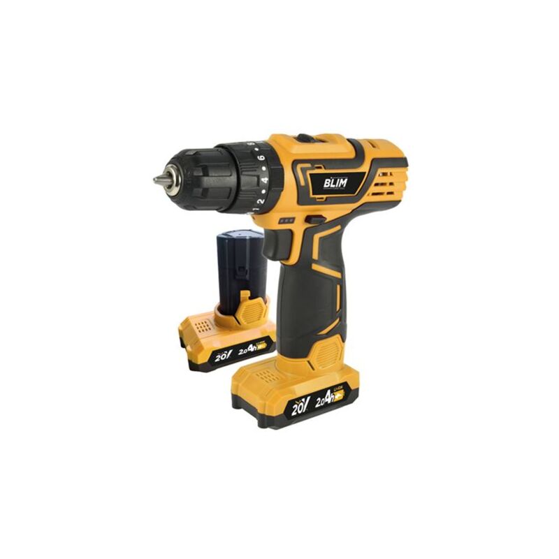Marteau perforateur à batterie Blim 20v 2ah - 2 batteries incluses - couple max 32nm - 2 vitesses 0-400/0-1500rpm - couleur jaune