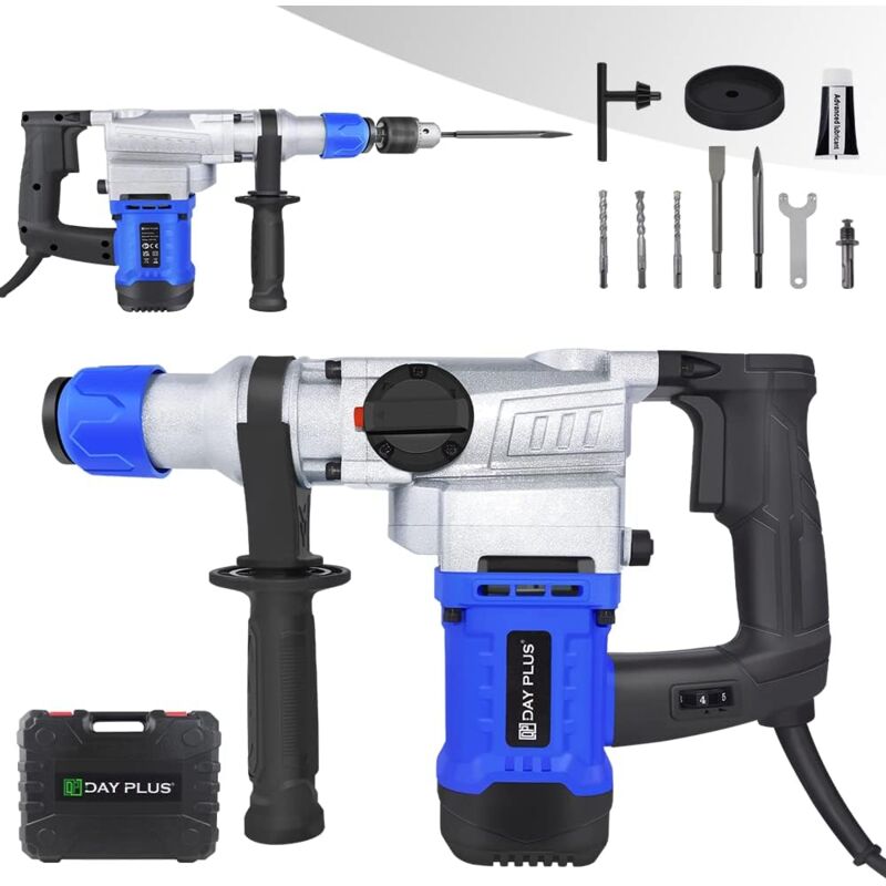 Marteau Perforateur, Perforateur Burineur Marteau Piqueur (1500W 6J, 4 Modes, Mandrin SDS-Plus, Livré en coffret avec une butée de profondeur en