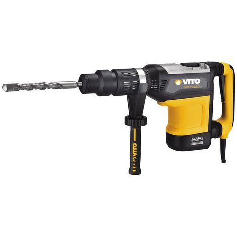 Marteau perforateur Piqueur 1500 W VITOPOWER SDS-max 25 Joules 1900 cps/minute Système anti vibrations Rotation 360°