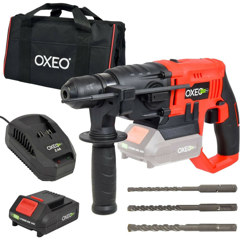 Marteau perforateur sans fil 18V Easy Full avec sac, batterie et chargeur - 2 vitesses - poignée anti-vibration - 3 mèches