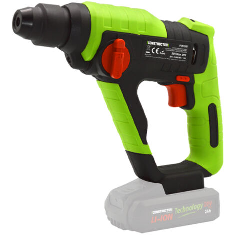 Marteau perforateur sans fil 20V – Énergie d'impact 1,3J – Mandrin SDS – Capacité perçage bois 16mm, acier 10mm, pierre 13mm – Constructor