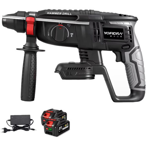Marteau perforateur sans fil 26mm SDS-Plus Brushless 18V/21V perceuse à percussion professionnelle avec 2 batteries lithium incluses