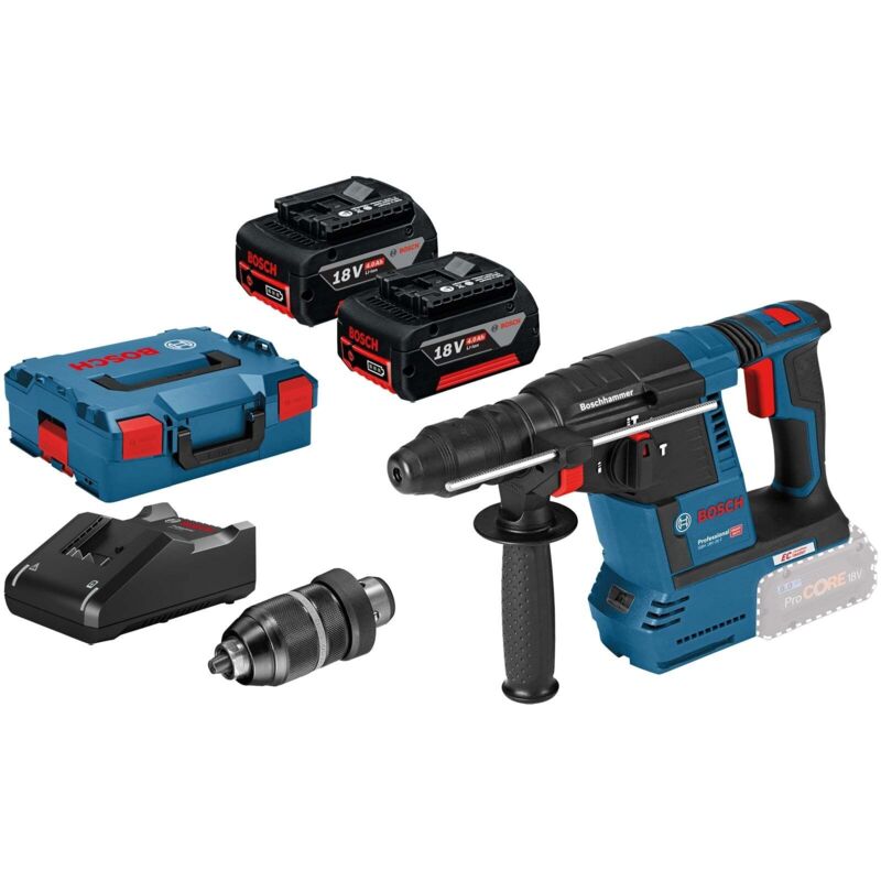 Marteau perforateur sans fil gbh 18V-26 f Bosch avec sds plus 18V / 2x batterie 4,0 Ah + chargeur y compris set d'accessoires dans L-Boxx