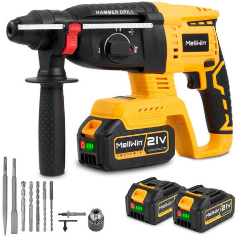 Marteau Perforateur Sans Fil,670W perforateur burineur Brushless, 4 Fonctions, SDS-PLUS, Béton : 16 mm, acier : 13 mm, bois : 26 mm，10PCS  kit d'accessoires