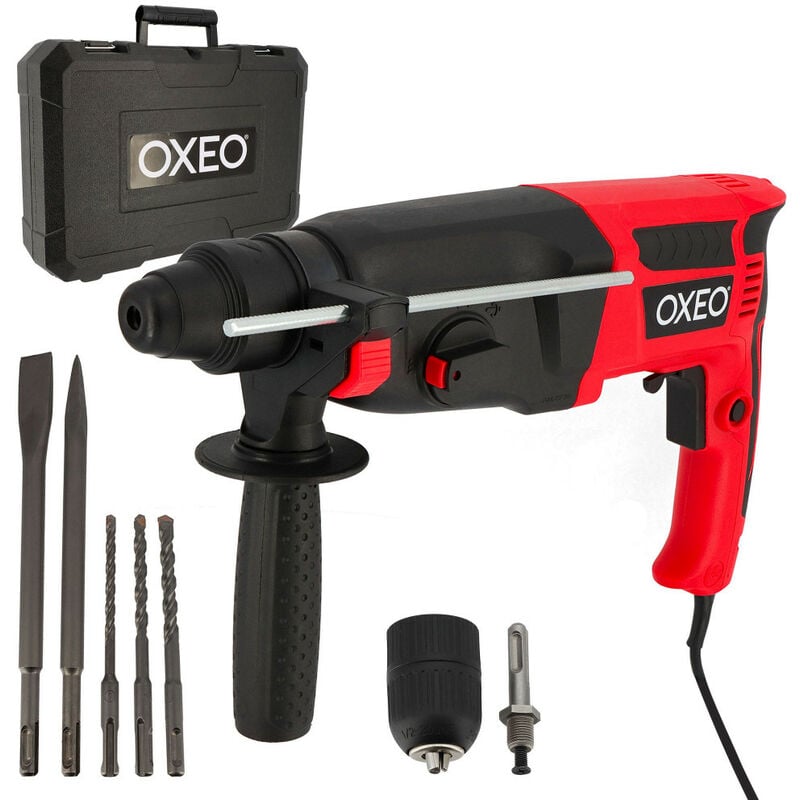 Marteau Perforateur SDS-Plus 800w - 3 joules – Avec mandrin auto-serrant - 3 Forets 6,8 et 10mm, 2 Burins et Boîte Inclus