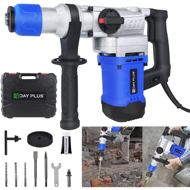 Marteau piqueur rotatif 360° Marteau piqueur électrique filaire sds plus 1500W Démolition Marteau piqueur électrique 3 fonctions,pour le