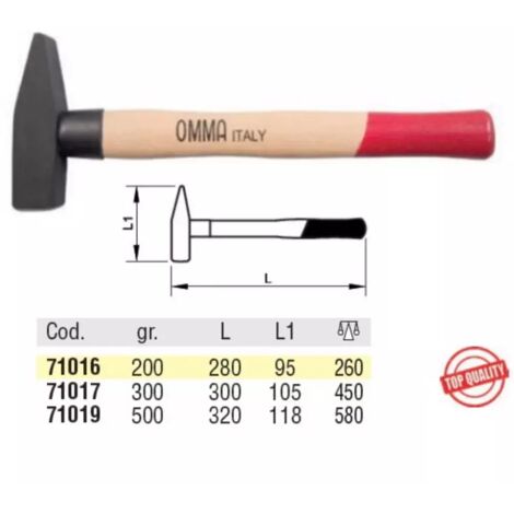MARTELLI OMMA DA BANCO CON MANICO IN LEGNO  GR.200