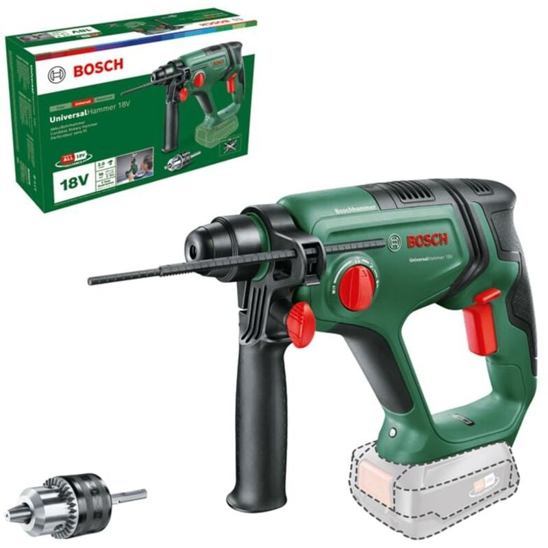 Home and Garden Universal Hammer -Martello perforatore a batteria 18 v Li-Ion senza batteria, senza caricatore - Bosch