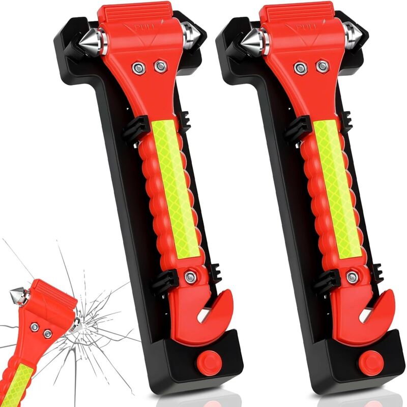 Martello rompivetro 2 in 1 con striscia riflettente, 2 pezzi