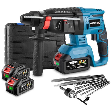 ONEVAN Perforatori tassellatori 26mm MAX 850W Martello tassellatore SDS con 2 Batterie + 10 Accessorio + Scatola di plastica