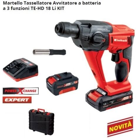 MARTELLO TASSELLATORE TRAPANO BATTERIA AL LITIO EINHELL TE-HD 18 LI KIT
