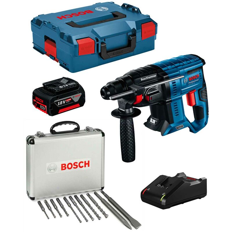 

Martillo Perforador BOSCH GBH 18V-21 (1 x 5,0 Ah + GAL18V-40 + L-Boxx 136) + Set SDS-Plus 11 piezas