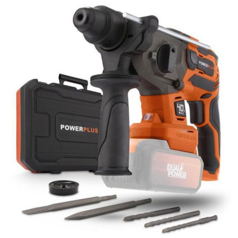 Martillo perforador inalámbrico 40V 5J SDS-Plus BRUSHLESS + 5 accesorios - DUAL POWER POWDP15680 - Entregado sin batería ni cargador