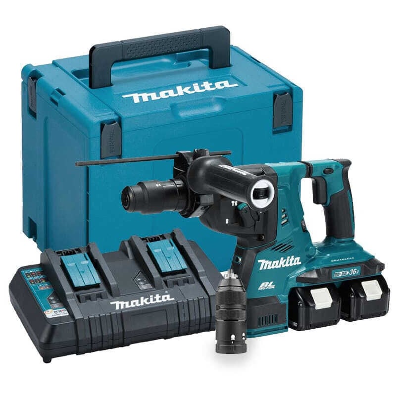 Makita - Taladro percutor sds+ 36V 2 x 18V Li-Ion 5 Ah 28 mm DHR281PT2J