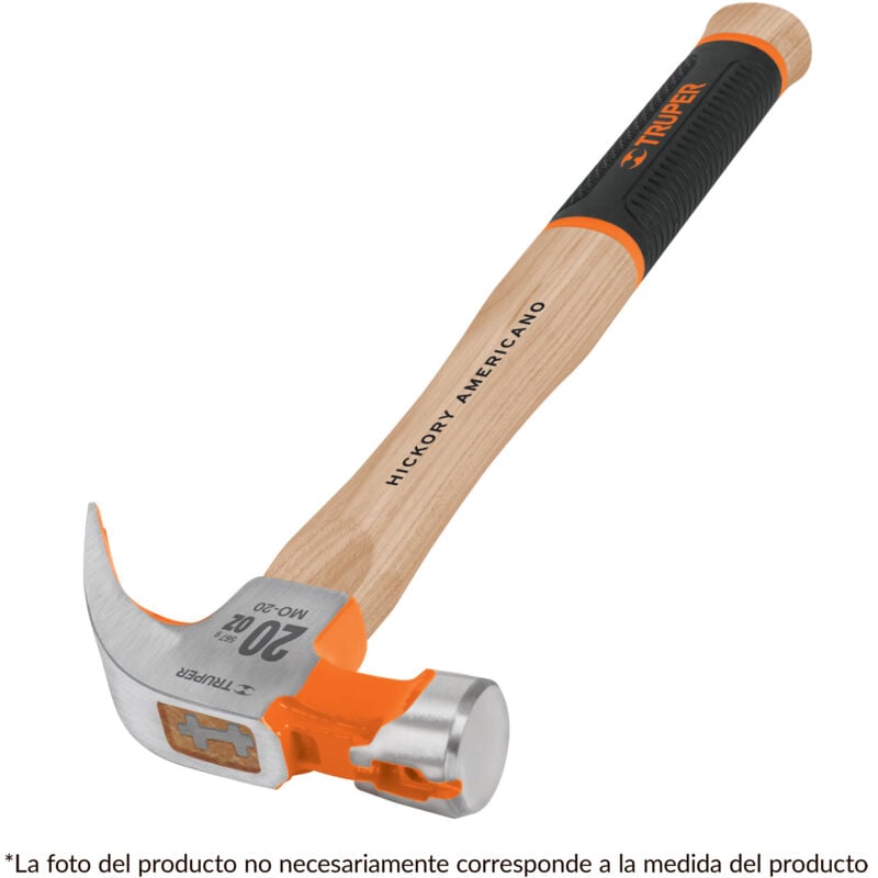 

Martillo pulido uña curva 450g, mango de hickory