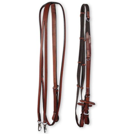 Martingala German in cuoio liscio completa di redini - Chestnut