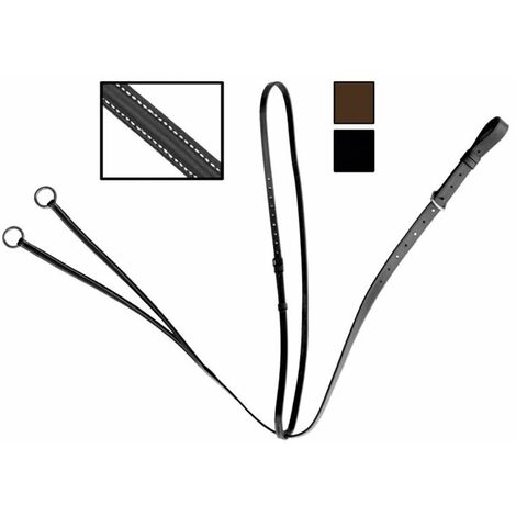 Martingala in cuoio a Collier con fibbie in acciaio inox e cuciture bianche: full, nero (10)
