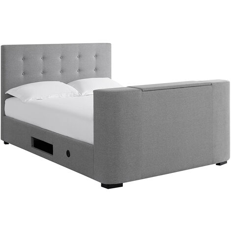 Marty TV Double Bed - Grey - Silver
