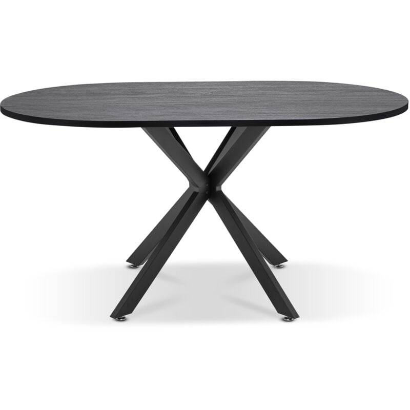 Frankystar - Marui Big - Table à manger ovale en bois et métal avec pied central Kiso 180x100 cm - bois noir