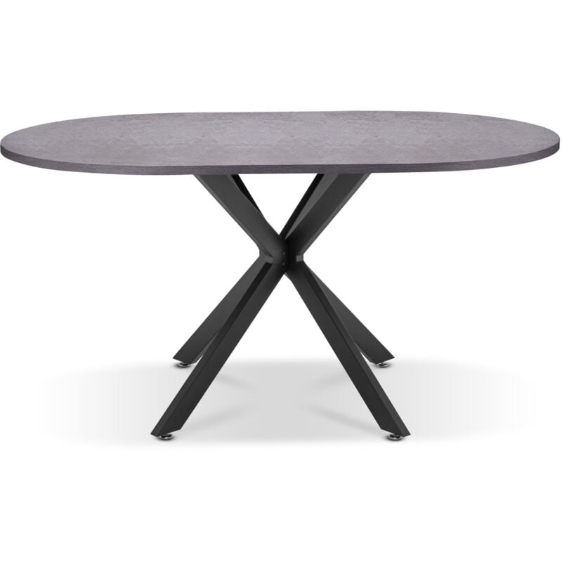 Marui Big - Table à manger ovale en bois et métal avec pied central Kiso 180x100 cm - gris
