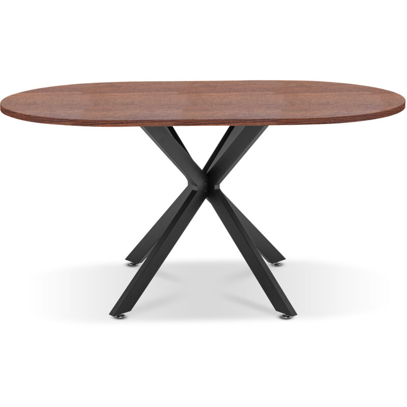 Frankystar - Marui Small - Table à manger ovale en bois et métal avec pied central Kiso 150x90 cm - bois brun