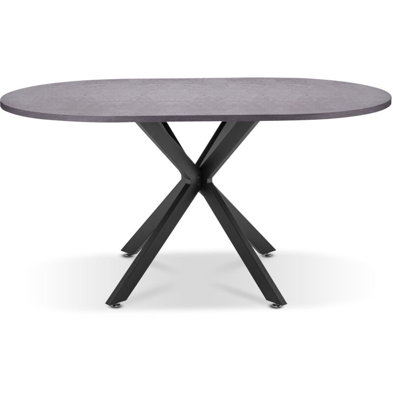 Frankystar - Marui Small - Table à manger ovale en bois et métal avec pied central Kiso 150x90 cm - gris