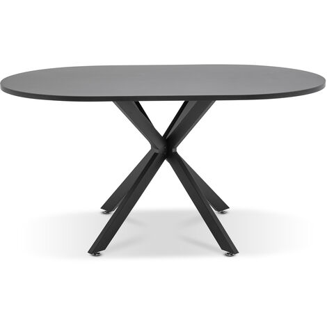 Marui - Tavolo da pranzo ovale in legno e metallo con piede centrale Kiso 180x100 cm - nero opaco