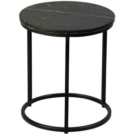 MARVA - Table d'Appoint Marbre et Piètement Noir