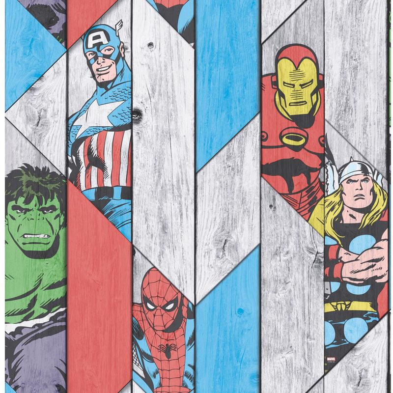 Marvel Wood Panel Thor Spiderman Hulk Captain America Wallpaper