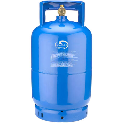 Marvin Bombola Gas Ricaricabile da Campeggio Vuota per Propano (UN1965) con Maniglia Alta Portatile Uscita Rubinetto W20X1/14 SX M Verticale Bombola 5Kg