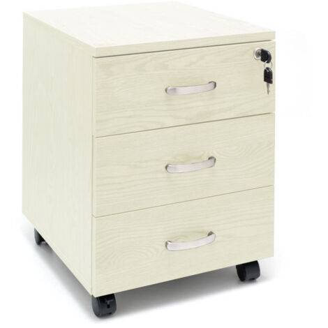 Marvin Cassettiera Ufficio In Legno Chiave Sicurezza Con Ruote Per Scrivania Tavolo 3 Cassetti Ripiani Grigio Ghiaccio