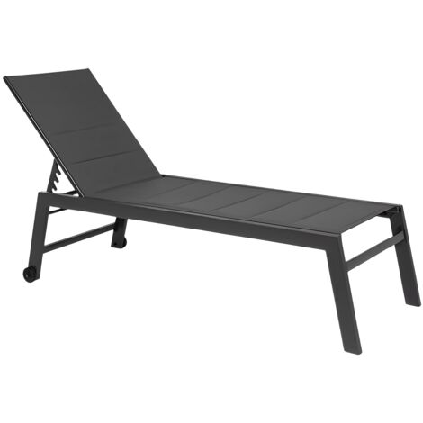 Marvin Lettino Prendisole STRETCH in Alluminio con Schienale Reclinabile 5 Posizioni, Textilene Imbottito, 2 Ruote per Esterno, Giardino, Terrazza Antracite