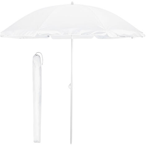 Marvin Ombrellone da Spiaggia FLEXY Inclinabile con Borsa Portatile 200 cm e Palo in Alluminio Telo in Tessuto Poliestere Anti UV per Mare Giardino Bianco