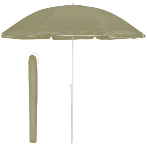 Marvin Ombrellone da Spiaggia FLEXY Inclinabile con Borsa Portatile 200 cm e Palo in Alluminio Telo in Tessuto Poliestere Anti UV per Mare Giardino Ecrù