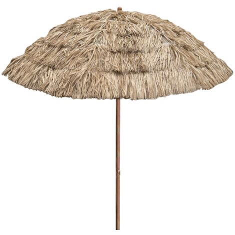 Marvin Ombrellone da Spiaggia Makai in Rafia Sintetica Effetto Paglia 220cm e Palo in  Acciaio con Rivestimento Anti UV Tessuto Poliestere per Mare Giardino