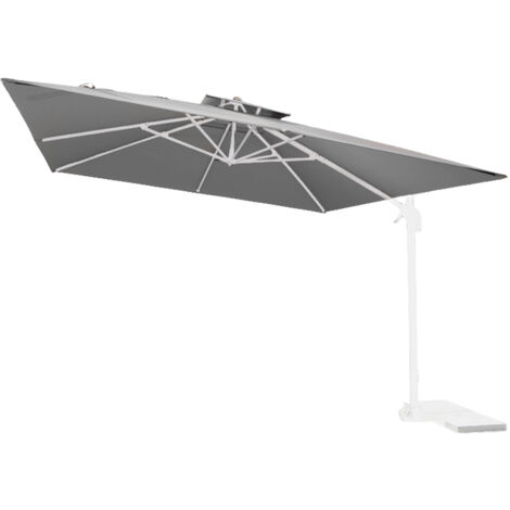 Marvin Ombrellone Santorini 3x3 o 3.5x3.5 con Base Girevole a 360° Palo Laterale Decentrato in Alluminio da Giardino Esterno di Design Elegante Telo Anti UV 3.5 X 3.5 STR. BIANCO-TELO GRIGIO