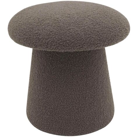 Marvin Pouf in Tessuto Teddy Morbido MUSHY Poggiapiedi Sgabello Imbottito di Design Moderno a Fungo per Camera da Letto, Soggiorno  Tortora