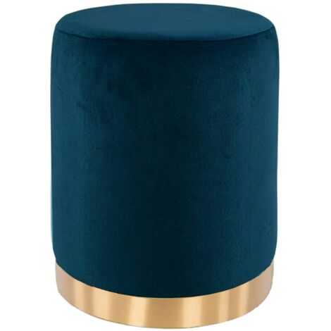 Marvin Pouf In Velluto Poggiapiedi Sgabello Per Casa Soggiorno Letto Camera Salotto Divano Tavolino Rotondo Poltrona Blu